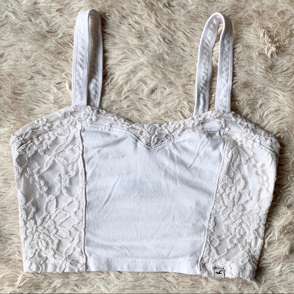 white lace crop top